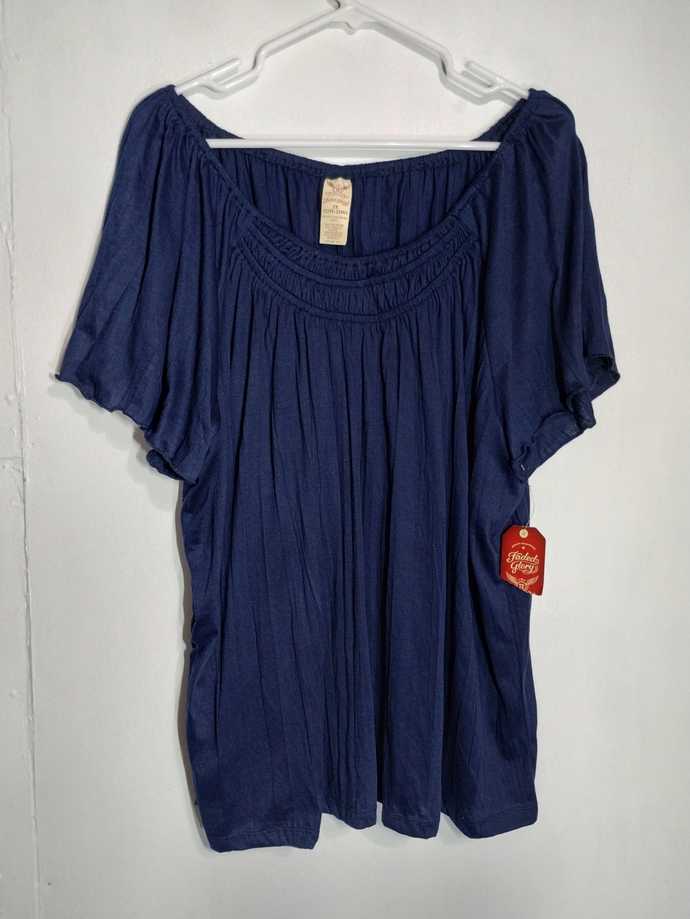 Faded Glory Blue Short Sleeve Blouse NWT